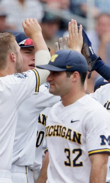 Michigan beats Texas Tech 5-3 in its 1st CWS game since 1984